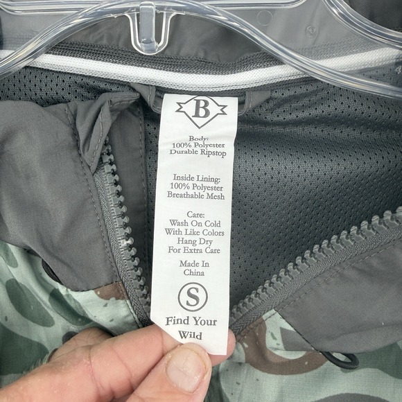 Burlebo Retro Duck Camo Windbreaker Jacket Full Zip Hooded Vented Mens Small - Picture 5 of 9